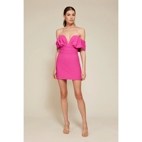 Line & Dot Amore Mini Dress in Pink Large New Womens Off the Shoulder Party - Picture 11 of 11